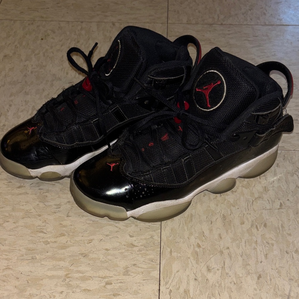 Jordan Black and Red Retro High-Top Basketball Shoes